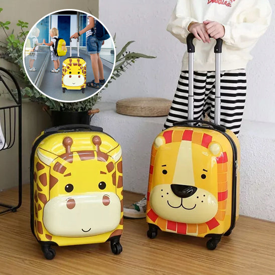 la fille est prete pour partir en vacances avec valise poure nfant