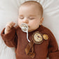 Attache tétine en bois et coton naturel pour nouveau-né, accessoire bébé pratique et sécurisé