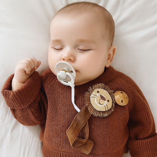 Attache tétine en bois et coton naturel pour nouveau-né, accessoire bébé pratique et sécurisé