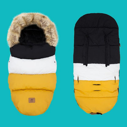 Chancelière poussette couleur noir blanc jaune