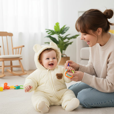 Combinaison bebe chaude et douce, idéale pour l’hiver et les sorties en poussette