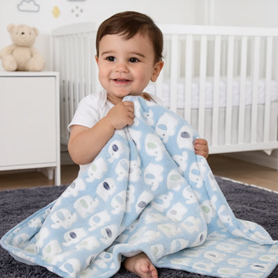  Couverture bébé garçon bleue en maille respirante
