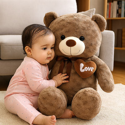 Ours en peluche mignon et doux, compagnon de sommeil pour bébé
