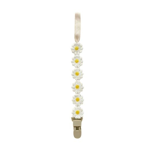 attache tetine personnalisable blanc fleur