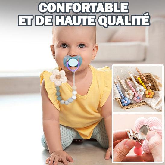 attache tétine personnalisable facile à clipser sur les vêtements