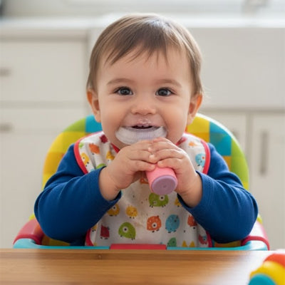  brosse a dent bebe à tête souple et manche sécurisé
